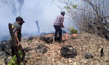Anggota-Polsubsektor-Manamas-Bantu-padamkan-Sijago-Merah-yang-menyambar-lahan-warga