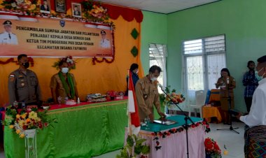 Patuhi-Prokes,-Kapolsek-Insut-Ikuti-Pelantikan-Penjabat-Kades-Oenain