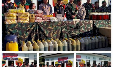 Polsek-Insana-Utara-Polres-TTU-Bersama-Satgas-Pamtas-Serahkan-Barang-Galdup-ke-Beacukai-Atambua