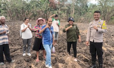 Dukung-Program-Ketahanan-Pangan,-Briptu-Junio-Kadati-Gerakkan-Kelompok-Tani-Bansone-Olah-Lahan-Tidur