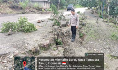 Longsor-Ancam-Akses-Jalan-di-Miomaffo-Barat,-Polisi-dan-Warga-Lakukan-Penanganan-Darurat