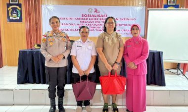 Peringati-HUT-Ke-74-Bhayangkari,-Bhayangkari-Cabang-TTU-Gelar-Sosialisasi-Deteksi-Dini-Kanker-Leher-Rahim-Melalui-IVA-Tes