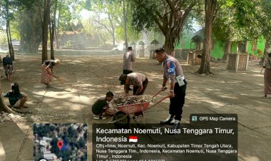 Perkuat-Sinergitas-Lintas-Elemen,-Polsek-Noemuti-Tunjukkan-Kepedulian-Melalui-Kerja-Bakti-di-Gereja