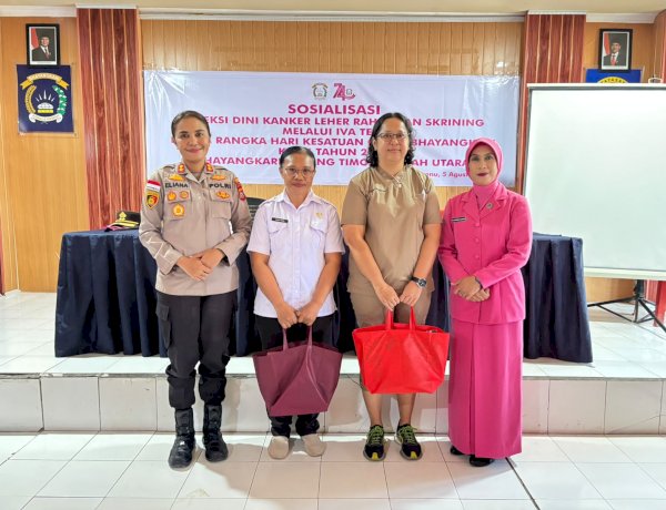 Peringati HUT Ke-74 Bhayangkari, Bhayangkari Cabang TTU Gelar Sosialisasi Deteksi Dini Kanker Leher Rahim Melalui IVA Tes