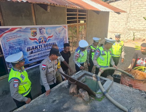 HUT Lalu Lintas Bhayangkara ke-71, Satlantas Polres TTU Salurkan 18 Ribu Liter Air Bersih untuk Warga Oelami