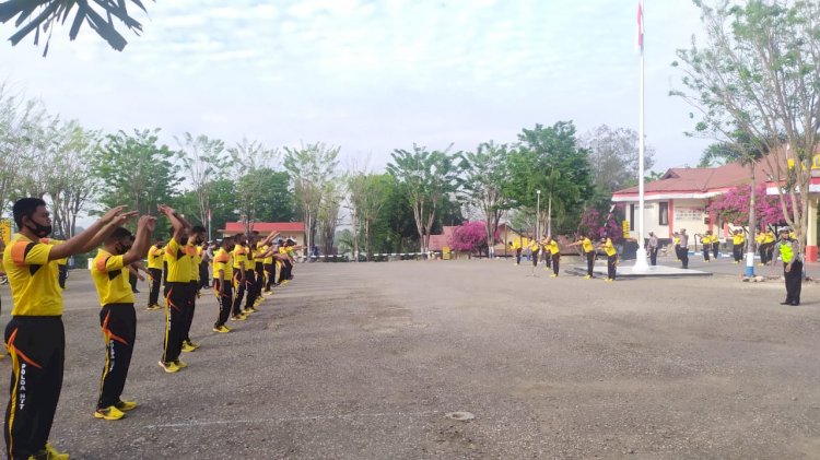 JAGA KEBUGARAN PERSONEL POLRES TTU LAKSANAKAN OLAHRAGA RUTIN