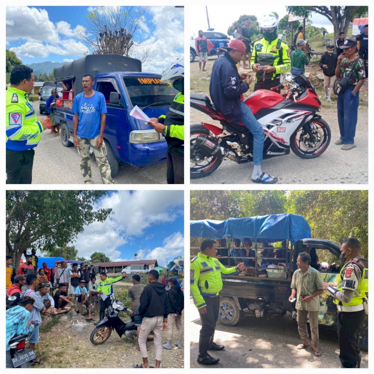 Patroli Gakkum di Pasar Mingguan Eban, Sat Lantas Polres TTU Jaring 9 Kendaraan