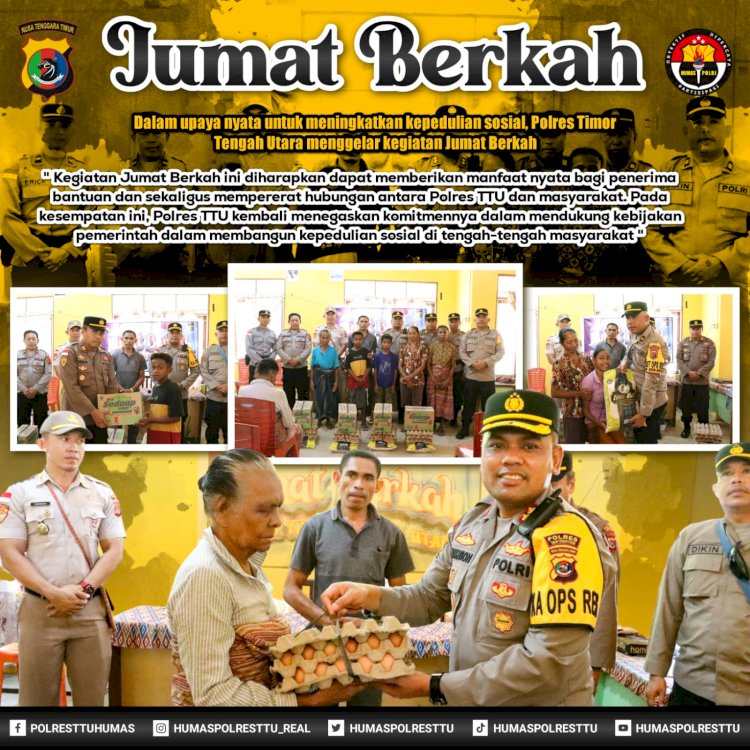 Wujud Kepedulian Polri Melalui Giat Jumat Berkah, Kapolres TTU Bantu Masyarakat Miskin di Noemuti