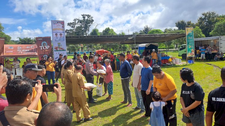 Wakili Kapolres, Kasat Samapta Polres TTU Hadiri Kegiatan Gerakan Pangan Murah