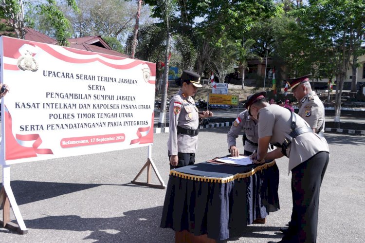 Kapolres TTU Pimpin Sertijab Kasat Intelkam dan Kapolsek Insana Utara