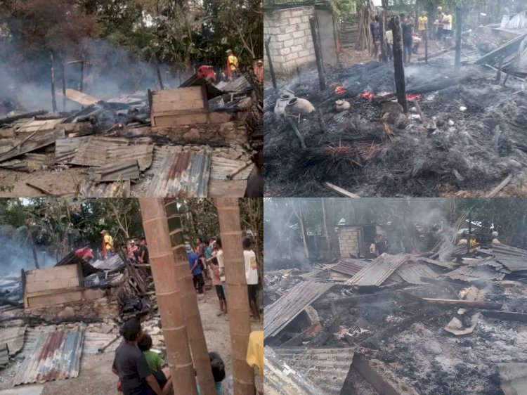 Polsek Miomaffo Barat Datangi TKP, Merespon Berita Kebakaran Rumah Pasangan Lansia Petani di Miomaffo Tengah