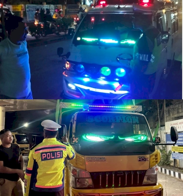 Tindak Lanjuti Arahan Kapolres, Sat Lantas Polres TTU Gelar Penertiban Strobo dan Lampu Silau Secara Humanis