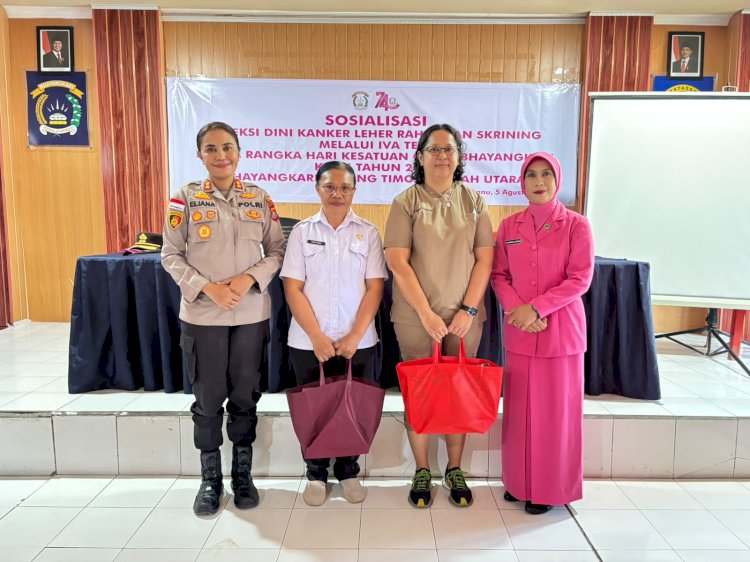 Peringati HUT Ke-74 Bhayangkari, Bhayangkari Cabang TTU Gelar Sosialisasi Deteksi Dini Kanker Leher Rahim Melalui IVA Tes
