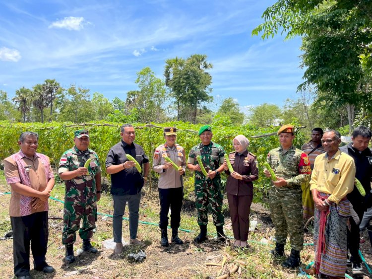 Air Sumur Bor Bantuan Kapolda NTT Mengalir, Warga Dusun Beba Panen Hasil Tanaman Secara Simbolis