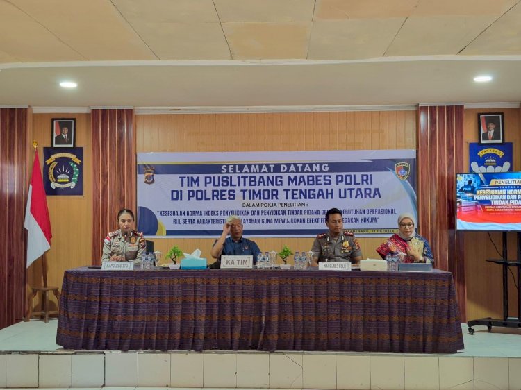 Polres TTU Sambut Tim Puslitbang Polri, Dukung Penelitian Kesesuaian Norma Indeks Penyelidikan dan Penyidikan Tindak Pidana